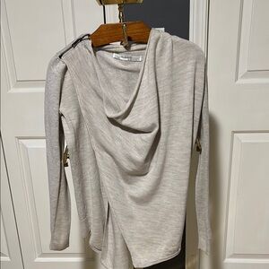 ALLSAINTS Wool Lightweight Dina Beige Shoulder Zip Cardigan Sz 2